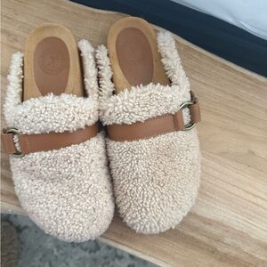 Penelope Chilvers Cream Shearling Mules